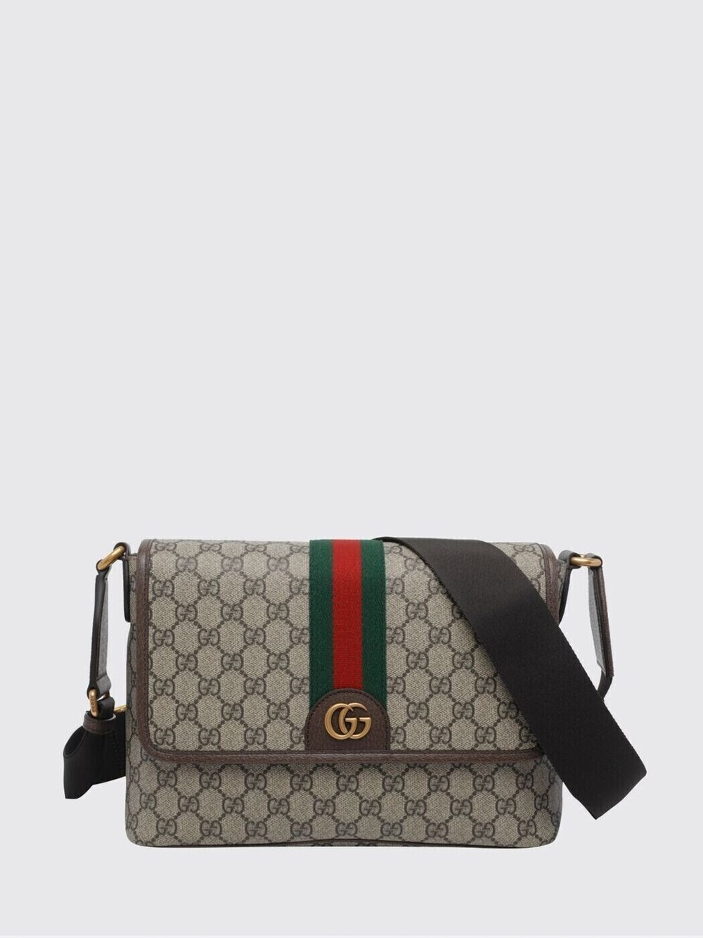 Gucci Ophidia GG Web Messenger Bag Leather Beige Tan